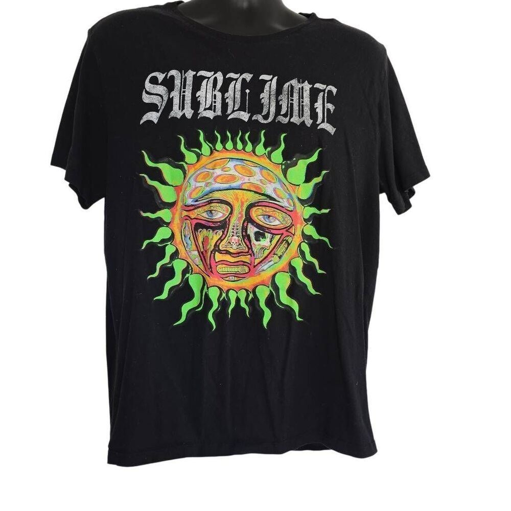 Old Navy Men's Size Large Black Green Sublime Sun Graphic Short Sleeve T-shirt